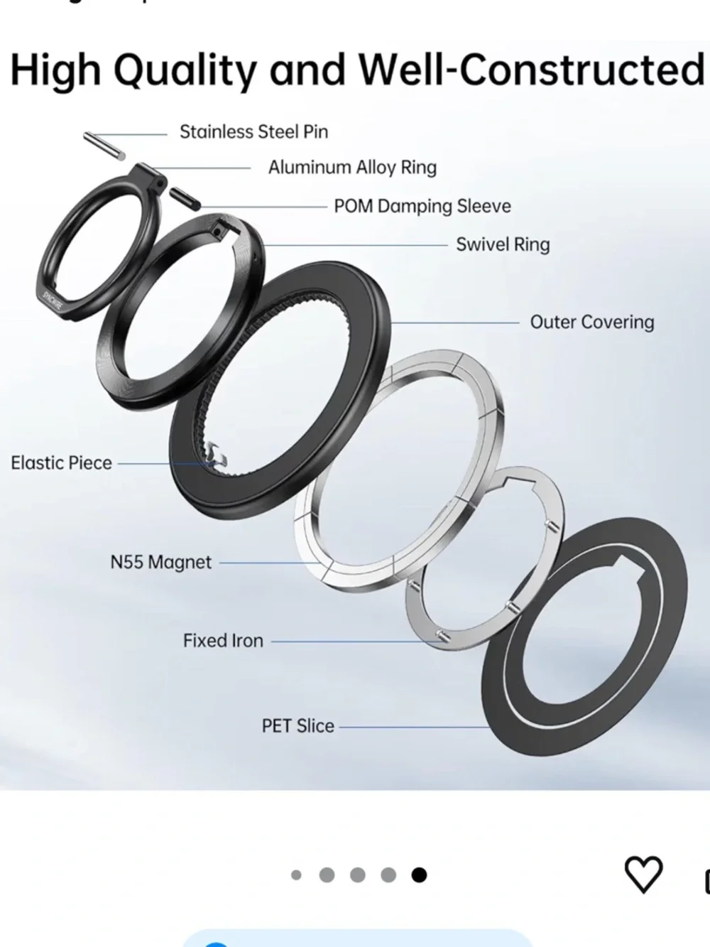 Syncwire Black Magnetic iPhone Ring Holder with Rotating Kickstand, NIB